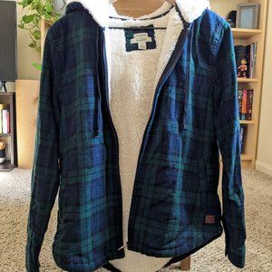LL Bean Sherpa Plaid Hoodie